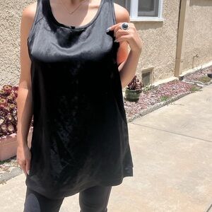 'S MaxMara Black Linen And Viscose Sleeveless Slitted Top